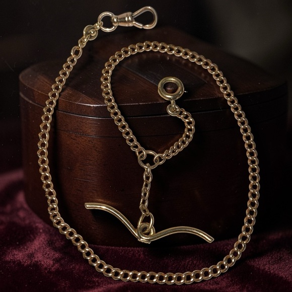 Vintage 14k Rose Gold 15.5” Watch Chain Dog Clip Moustache 3.5mm Curb Necklace! - Picture 8 of 16